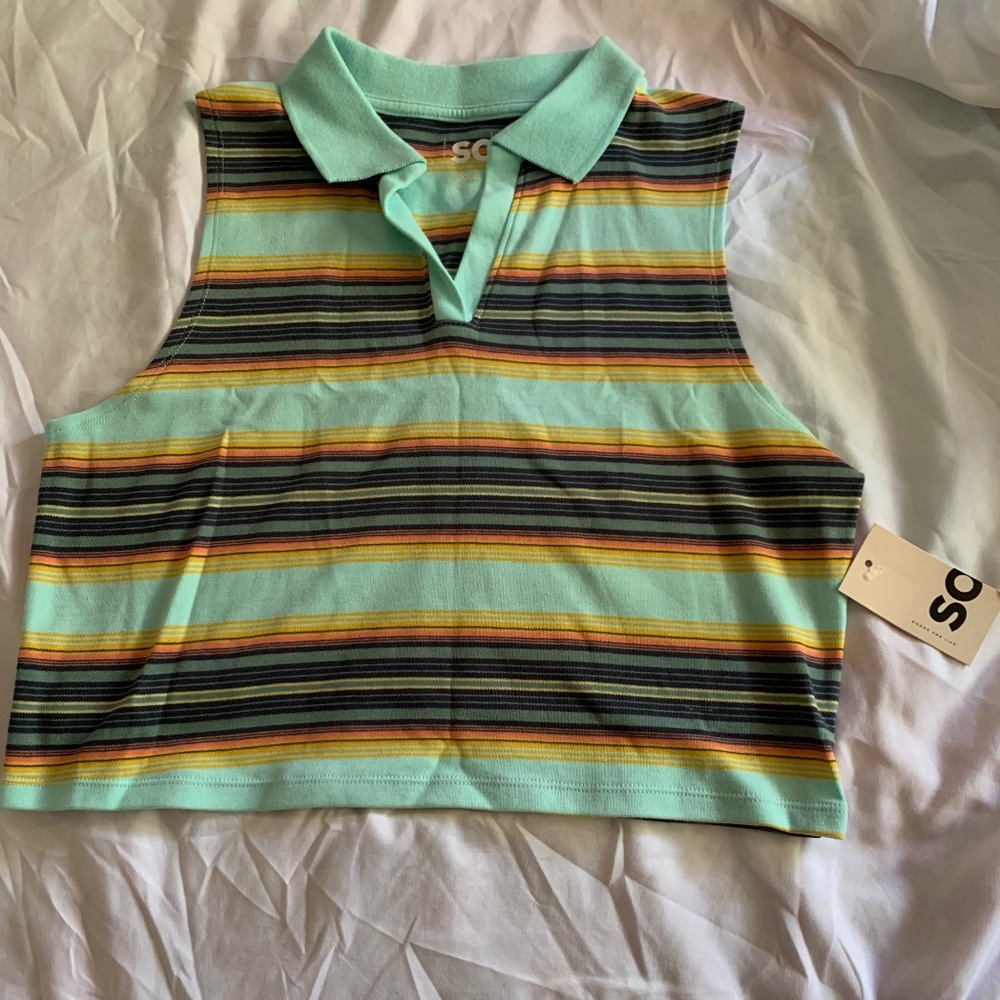 SO Johnny Collar Polo Crop Tank Top